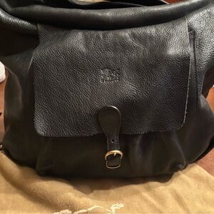 Black Leather Hobo/Crossbody Bag